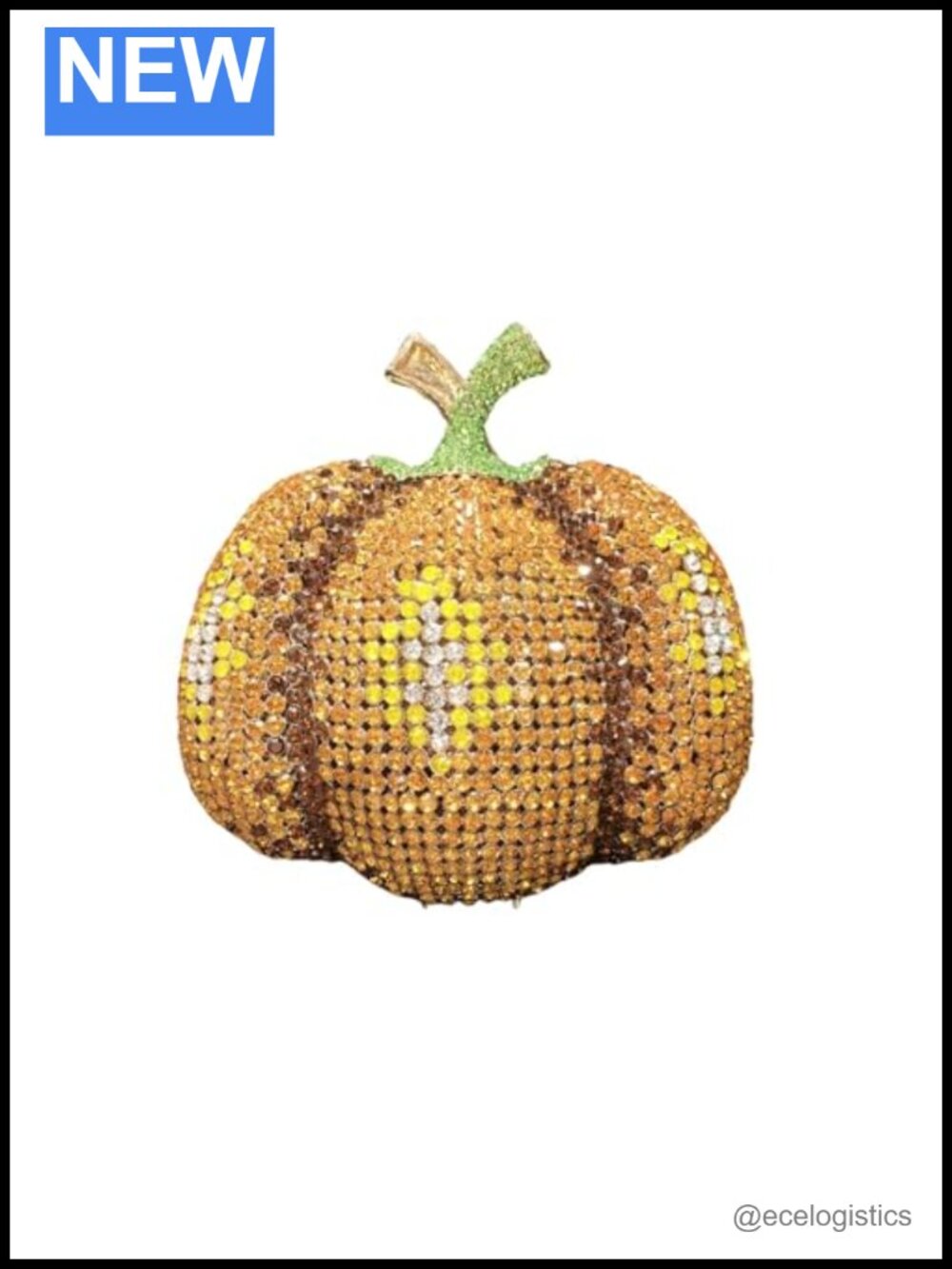 Crystal Rhinestone Pumpkin Evening Clutch Sparkly Handbag Prom Party